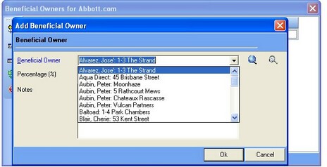 beneficial owners dropdown
