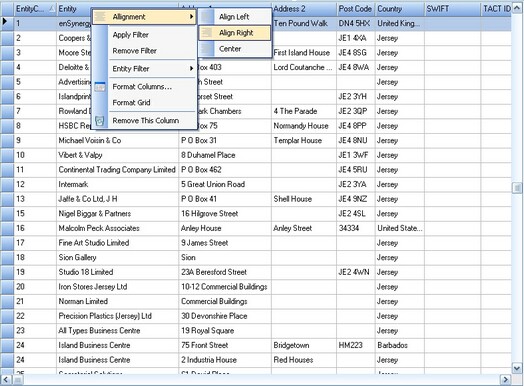 Contact grid - alignment