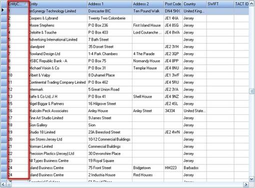 Contact grid highlighted