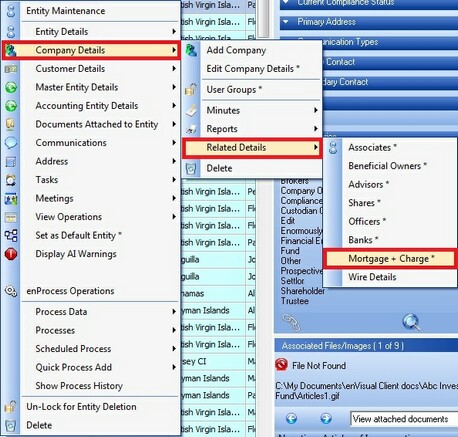 Mortgage and Charge - Menu